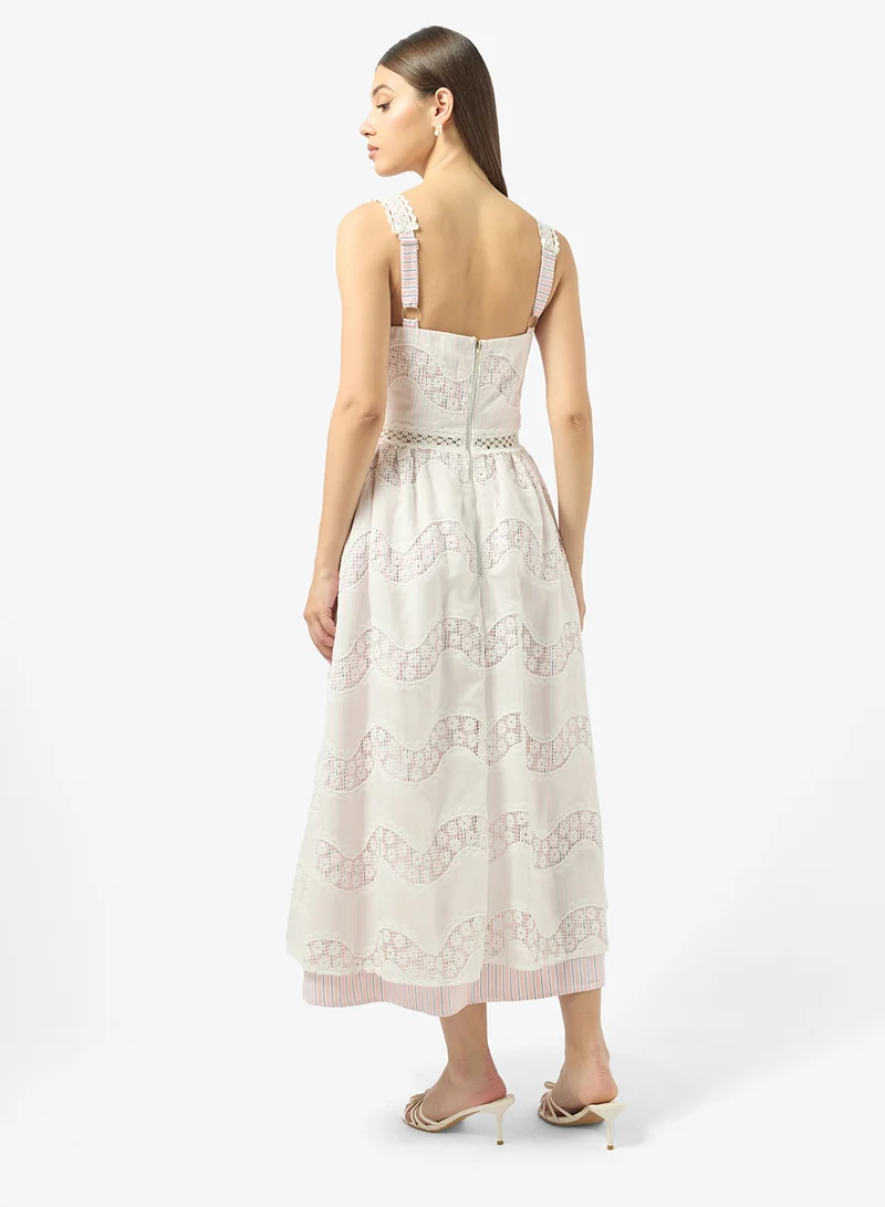 جاست مي فستان ميدي بدون أكمام بتفاصيل دانتيل